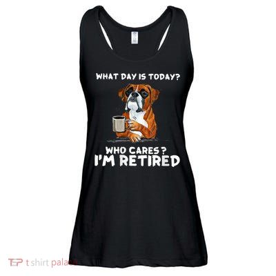 Womens What Day Is Today Who Care I'm Retired Funny Boxer Dog Ladies Essential Flowy Tank
