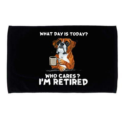 Womens What Day Is Today Who Care I'm Retired Funny Boxer Dog Microfiber Hand Towel
