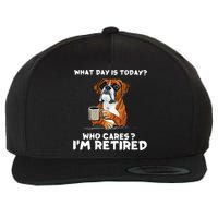 Womens What Day Is Today Who Care I'm Retired Funny Boxer Dog Wool Snapback Cap