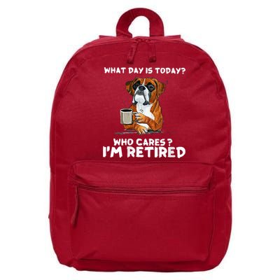 Womens What Day Is Today Who Care I'm Retired Funny Boxer Dog 16 in Basic Backpack
