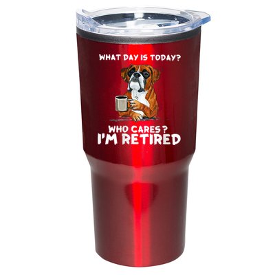 Womens What Day Is Today Who Care I'm Retired Funny Boxer Dog Tumbler