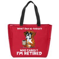 Womens What Day Is Today Who Care I'm Retired Funny Boxer Dog Zip Tote Bag