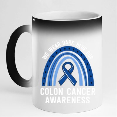 We Wear Dark Blue Colon Cancer Awareness Matching Family Gift 11oz Black Color Changing Mug