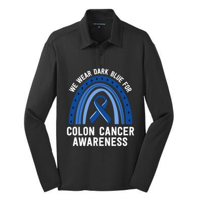 We Wear Dark Blue Colon Cancer Awareness Matching Family Gift Silk Touch Performance Long Sleeve Polo