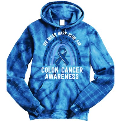 We Wear Dark Blue Colon Cancer Awareness Matching Family Gift Tie Dye Hoodie