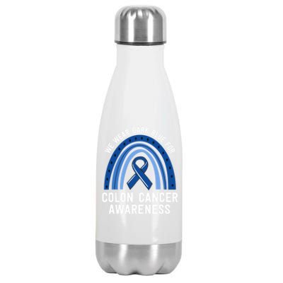 We Wear Dark Blue Colon Cancer Awareness Matching Family Gift Stainless Steel Insulated Water Bottle