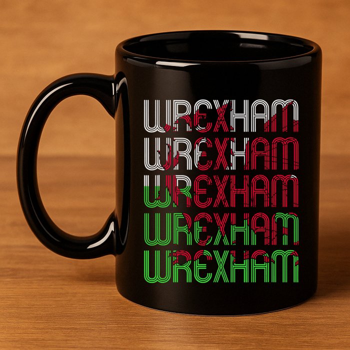 Wrexham Wales Dragon Welsh Flag Sports Merchandise 11oz C Handle Ceramic Mug
