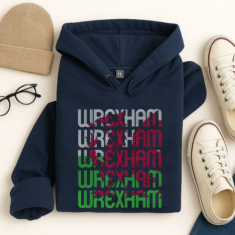 Wrexham Wales Dragon Welsh Flag Sports Merchandise Hoodie