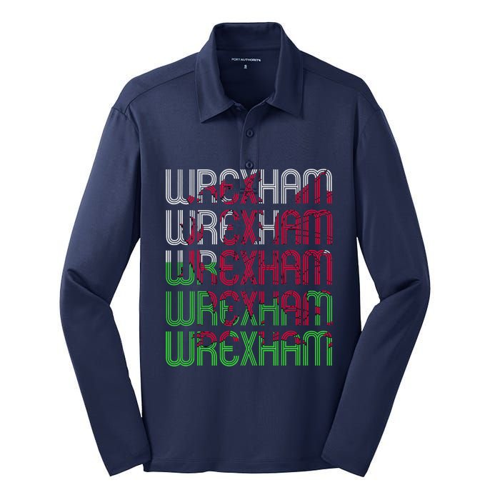 Wrexham Wales Dragon Welsh Flag Sports Merchandise Silk Touch Performance Long Sleeve Polo