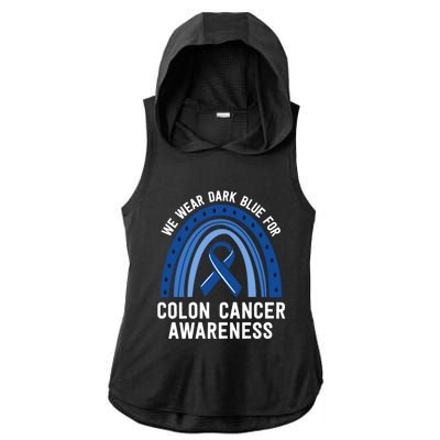 We Wear Dark Blue Colon Cancer Awareness Matching Family Gift Ladies PosiCharge Tri-Blend Wicking Draft Hoodie Tank