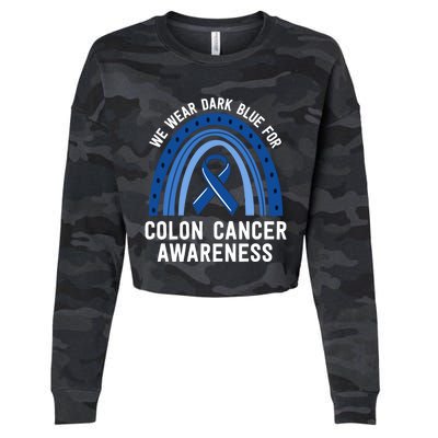 We Wear Dark Blue Colon Cancer Awareness Matching Family Gift Cropped Pullover Crew