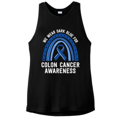 We Wear Dark Blue Colon Cancer Awareness Matching Family Gift Ladies PosiCharge Tri-Blend Wicking Tank