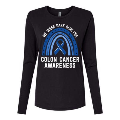 We Wear Dark Blue Colon Cancer Awareness Matching Family Gift Womens Cotton Relaxed Long Sleeve T-Shirt