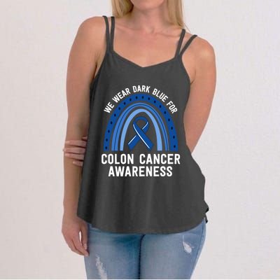 We Wear Dark Blue Colon Cancer Awareness Matching Family Gift Women's Strappy Tank