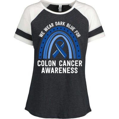 We Wear Dark Blue Colon Cancer Awareness Matching Family Gift Enza Ladies Jersey Colorblock Tee