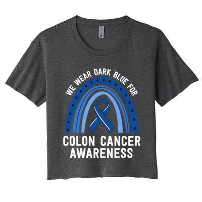 We Wear Dark Blue Colon Cancer Awareness Matching Family Gift Women's Crop Top Tee