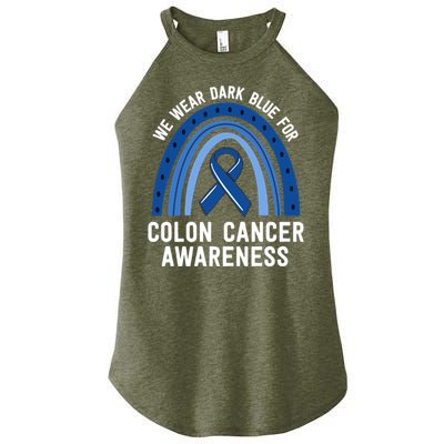 We Wear Dark Blue Colon Cancer Awareness Matching Family Gift Women's Perfect Tri Rocker Tank