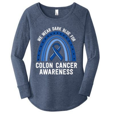 We Wear Dark Blue Colon Cancer Awareness Matching Family Gift Women's Perfect Tri Tunic Long Sleeve Shirt