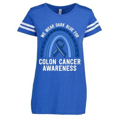 We Wear Dark Blue Colon Cancer Awareness Matching Family Gift Enza Ladies Jersey Football T-Shirt