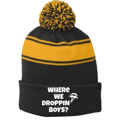 Where We Dropping Boys Stripe Pom Pom Beanie