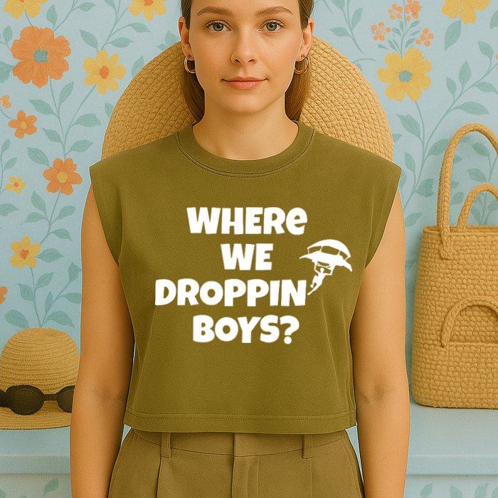 Where We Dropping Boys Garment-Dyed Women's Muscle Tee