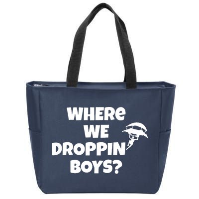 Where We Dropping Boys Zip Tote Bag
