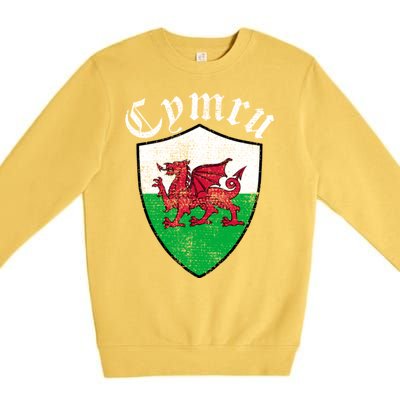 Wales Wrexham Emblem Retro Wrexham Premium Crewneck Sweatshirt