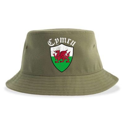 Wales Wrexham Emblem Retro Wrexham Sustainable Bucket Hat