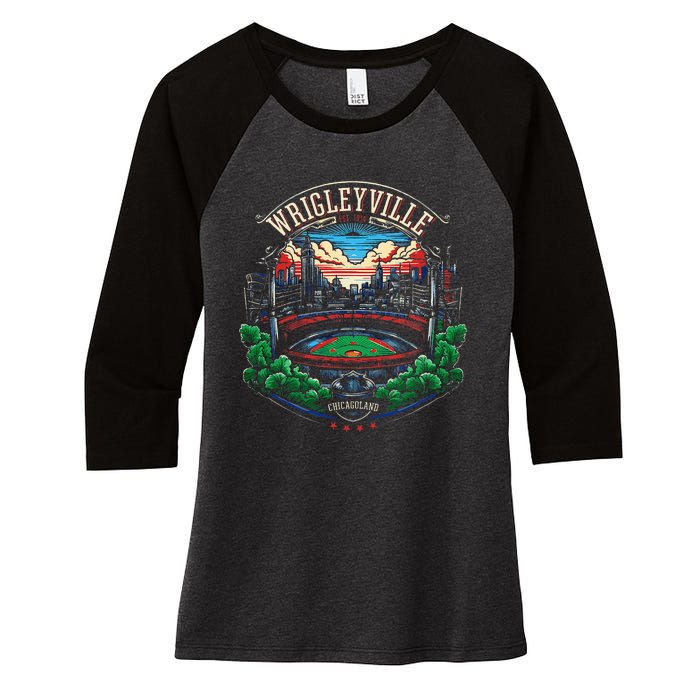 Wrigleyville Wrigleyville Est. 1914 Women's Tri-Blend 3/4-Sleeve Raglan Shirt