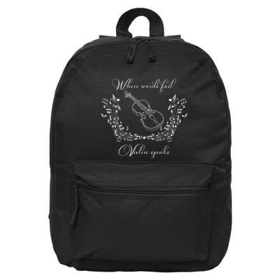 Where Words Fail Violin Speaks For Violinist 16 in Basic Backpack