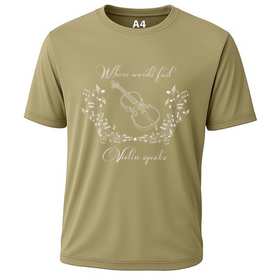 Where Words Fail Violin Speaks For Violinist Cooling Performance Crew T-Shirt