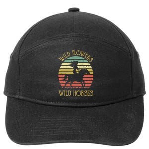 Wild West Flowers Wild Horses Western Cowgirl Country Music Gift 7-Panel Snapback Hat