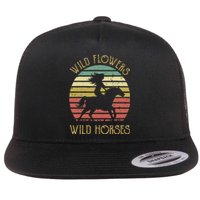 Wild West Flowers Wild Horses Western Cowgirl Country Music Gift Flat Bill Trucker Hat