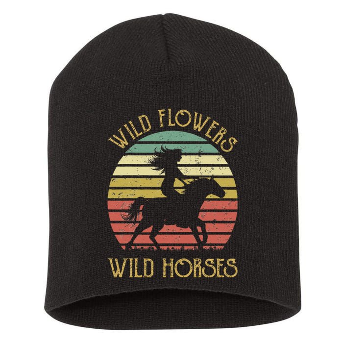 Wild West Flowers Wild Horses Western Cowgirl Country Music Gift Short Acrylic Beanie