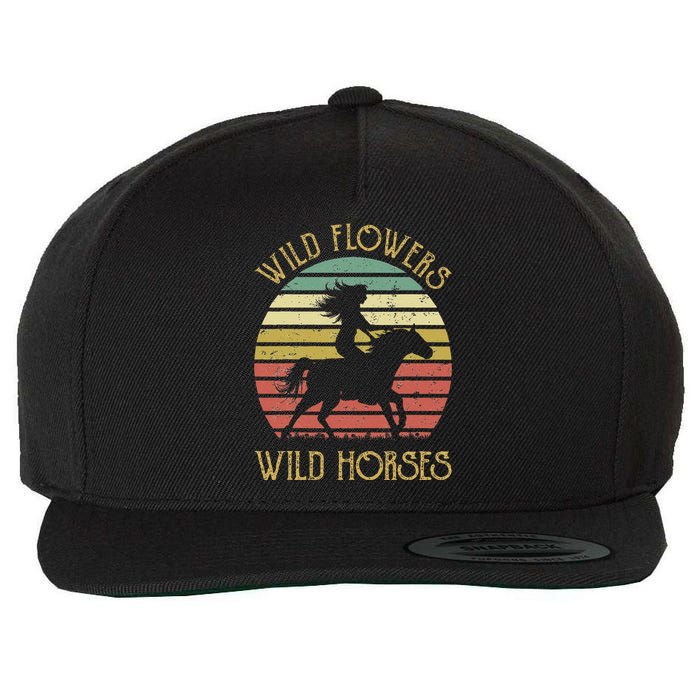 Wild West Flowers Wild Horses Western Cowgirl Country Music Gift Wool Snapback Cap