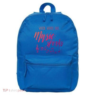 When Words Fail Music Speaks Cute Gift 16 in Basic Backpack