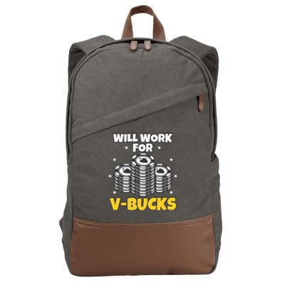 Will Work For Bucks V Gaming Gifts For RPG Gamers Cotton Canvas Backpack