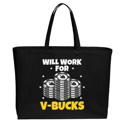 Will Work For Bucks V Gaming Gifts For RPG Gamers Cotton Canvas Jumbo Tote