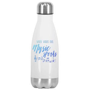 When Words Fail Music Speaks Cute Gift Stainless Steel Insulated Water Bottle