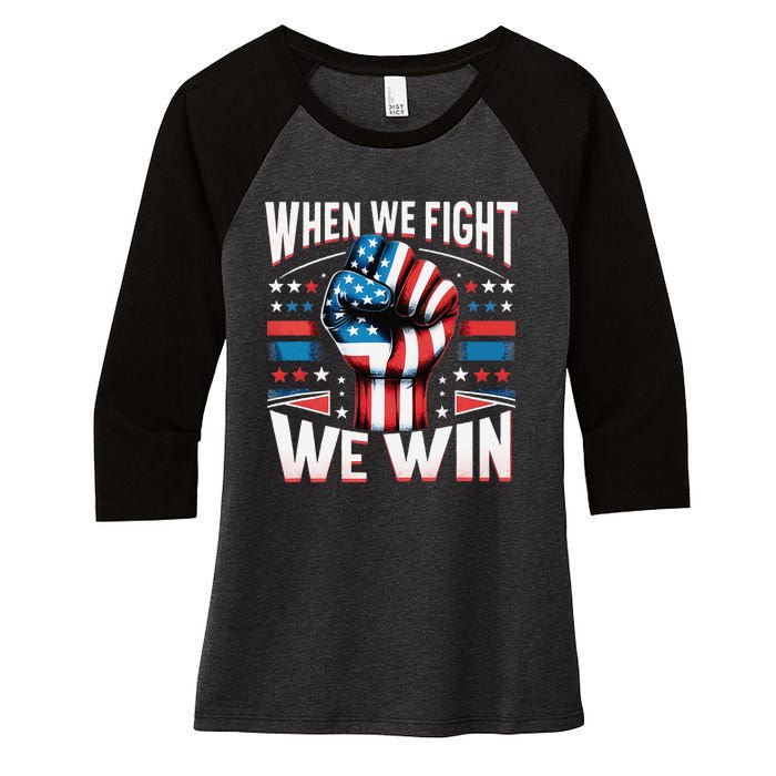 When We Fight We Win Women's Tri-Blend 3/4-Sleeve Raglan Shirt