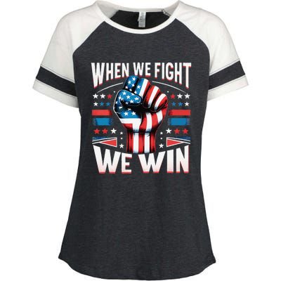 When We Fight We Win Enza Ladies Jersey Colorblock Tee