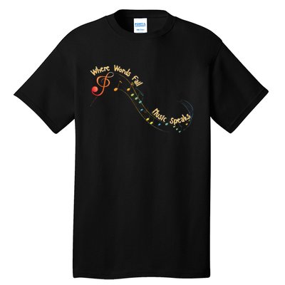 Where Words Fail Music Speaks Musician Band Retro Graphic Tall T-Shirt