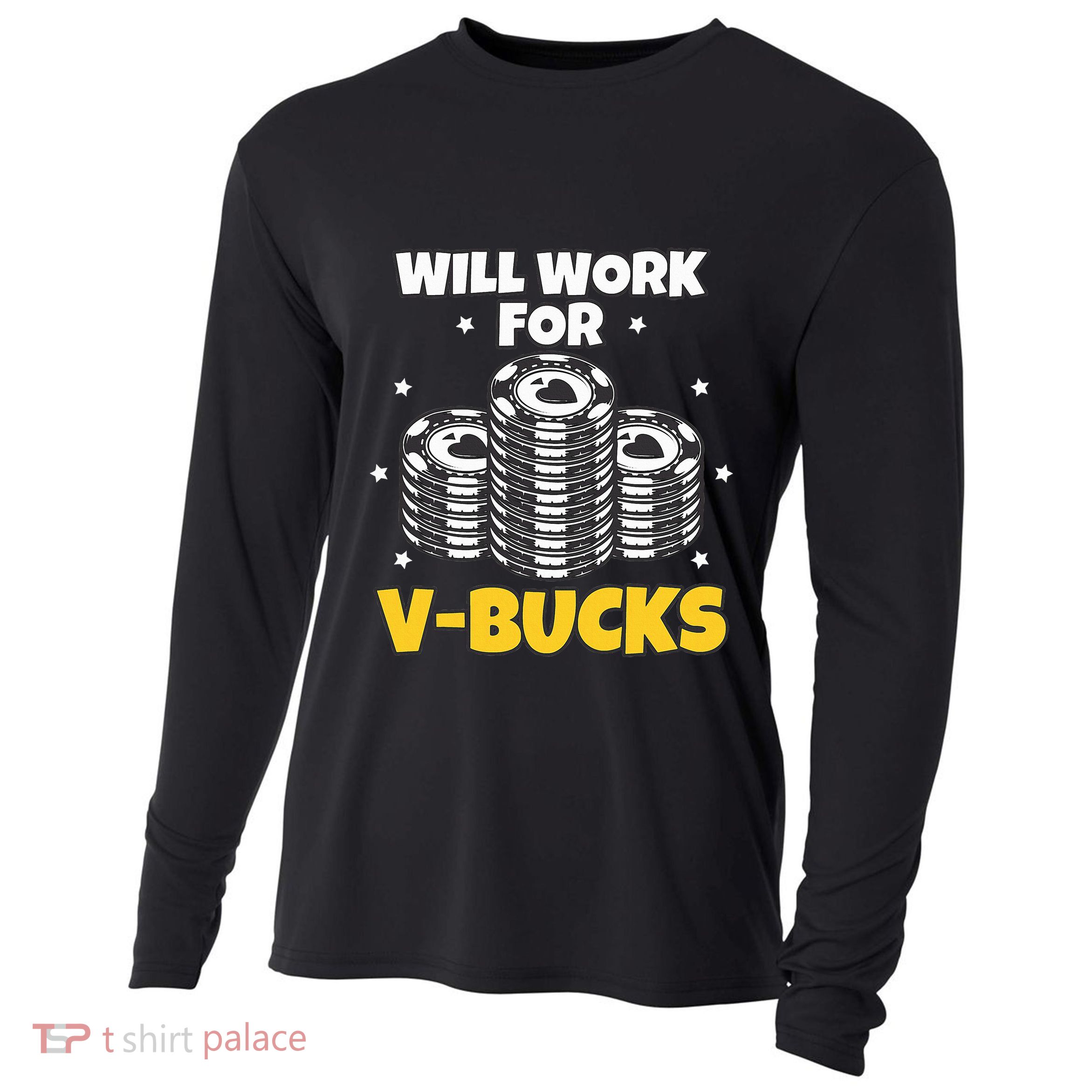 Will Work For Bucks V Gaming Gifts For Rpg Gamers Cooling Performance Long Sleeve Crew