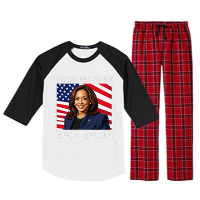 When We Fight We Win American Flag Usa Kamala Harris Raglan Sleeve Pajama Set