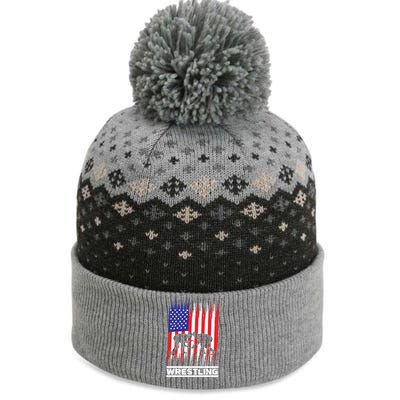 Wrestler Wrestling Fans American Flag Gift The Baniff Cuffed Pom Beanie