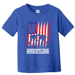 Wrestler Wrestling Fans American Flag Gift Toddler T-Shirt