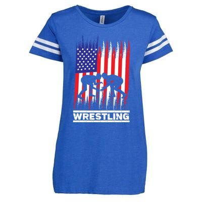 Wrestler Wrestling Fans American Flag Gift Enza Ladies Jersey Football T-Shirt