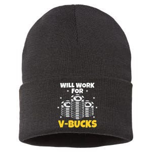 Will Work For Bucks V Gaming Gifts For Rpg Gamers Sustainable Knit Beanie