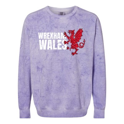 Wrexham Wales Flag Welsh Dragon Sports Urban Vintage Gift Colorblast Crewneck Sweatshirt