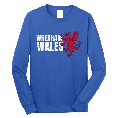 Wrexham Wales Flag Welsh Dragon Sports Urban Vintage Gift Long Sleeve Shirt